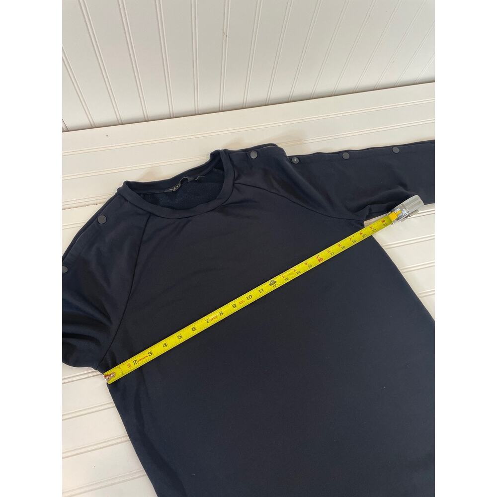 Athleta Women’s Black Raglan Snap Sleeve Mini Sweater Dress Crew Neck Size M - Picture 8 of 9